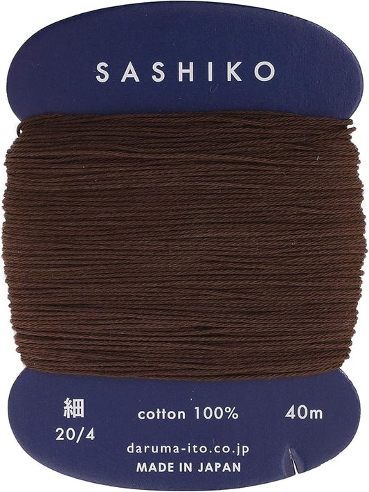 Yokota Daruma Sashiko Thread Single and Variegated Color (Dark Brown, Thin 40M Card)