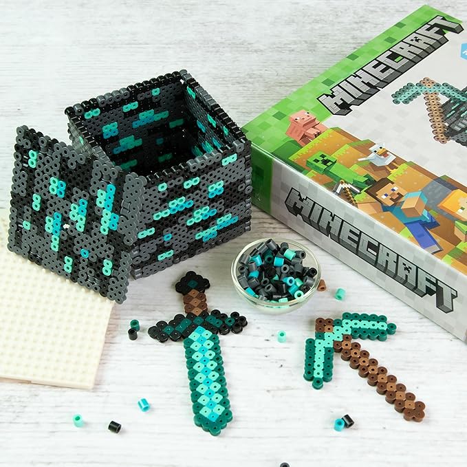 Perler 80-57202 Minecraft 3D Fused Bead Craft Activity Kit with 3 Projects, Multicolor, 2003 Pieces