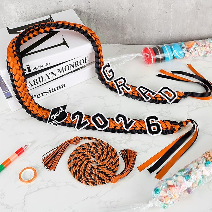 YLOLUL 16 Pcs Graduation Leis 2026 Graduation Candy Lei Kit with Honor Cord Class of 2026 Graduation Ribbon Money Lays Necklace Graduation Gift Party Accessories for Women Men