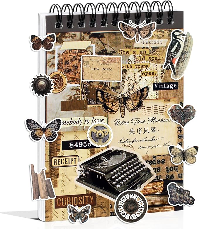 50 Sheets Precut Dark Academia Washi Stickers Book for Journaling, 604PCS Vintage Scrapbook Stickers, Ephemera for Junk Journal Supplies, Scrapbooking, Bujo, Collage, Adults Crafts Arts