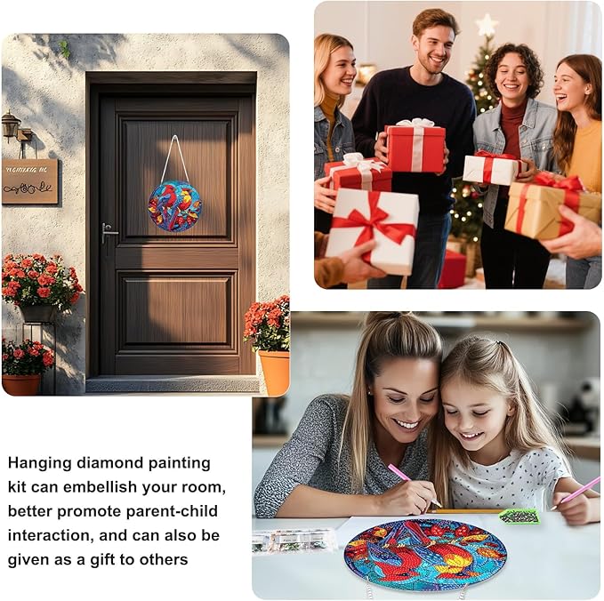 TOSTOG Diamond Art Hanging Kits for Adults, DIY Cardinal Diamond Painting for Adults Window Pendant, Special Shape Diamonds Cardinal Diamond Painting Hanging Pendant Kit for Wall Decor Gift
