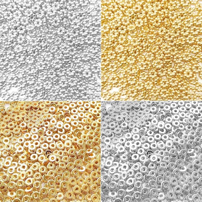 ZSFLZS 6mm Clay Beads for Bracelet Making Kit,Heishi Polymer Flat Disc Spacer Bead for Jewelry Making,Clays Beads for Bracelets for Jewelry Making,Gold Silver Bead (1200pcs Silver & Gold Beads)