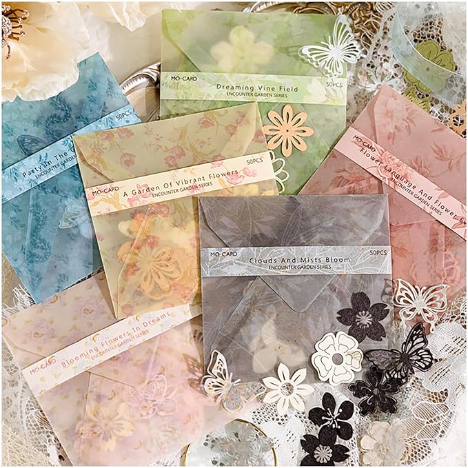 300pcs Scrapbook Paper Cutouts Lace Flowers Butterfly for Scrapbooking Embellishments Supplies, Junk Journaling, Card Making, Mixed Media, Vintage Diecut Floral Collage Materials