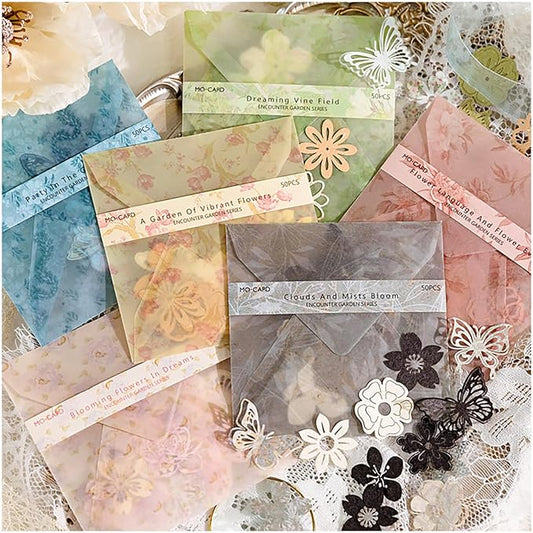 300pcs Scrapbook Paper Cutouts Lace Flowers Butterfly for Scrapbooking Embellishments Supplies, Junk Journaling, Card Making, Mixed Media, Vintage Diecut Floral Collage Materials