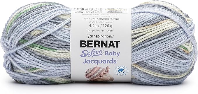 Bernat Softee Baby Jacquards River Ripples Yarn - 3 Pack of 4.2oz/120g - Acrylic - #3 DK (Light) - 287 Yards - Knitting & Crochet