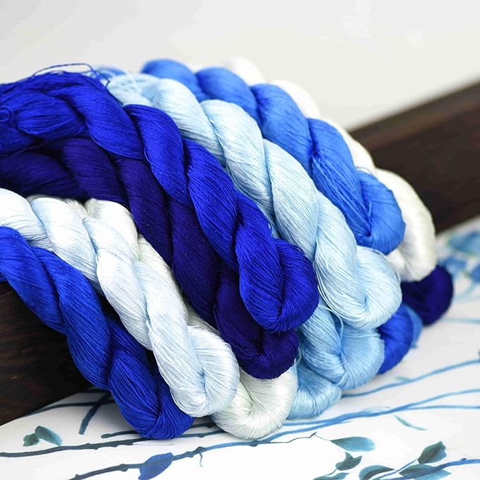 Natural 100% Silk Thread, Handmade Embroidery Thread Silk Floss 14 Colors 110m Each (70)