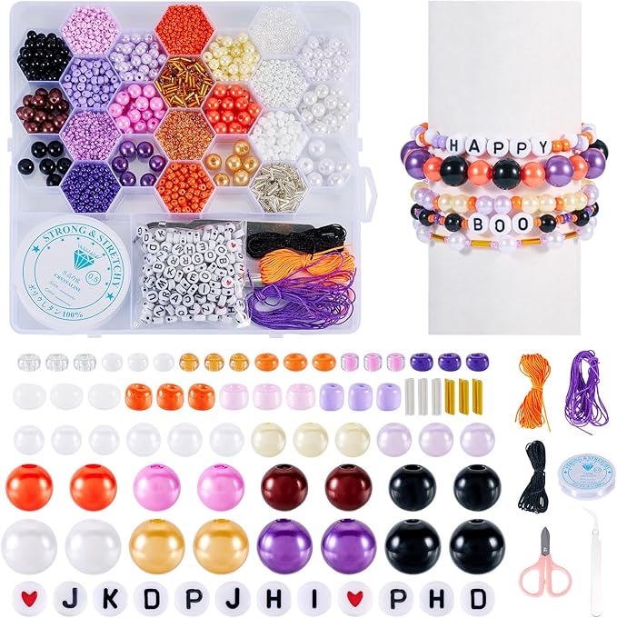 FASHEWELRY Purple Orange Acrylic Beads 15 Styles Candy Acrylic Kawaii Aesthetic Beads Glass Seed Beads Tube Beads Letter Beads for Friendship Bracelet Jewelry Making Valentine's Day Gifts