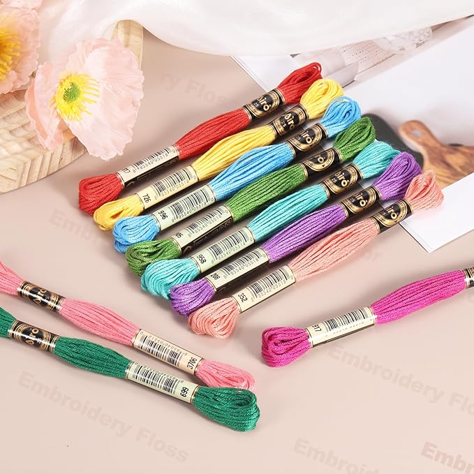 PATIKIL 14 Skeins Embroidery Floss, Polyester Embroidery Threads Bracelets String for Cross-Stitch Hand Embroidery, Multicolored Deep Red Pink