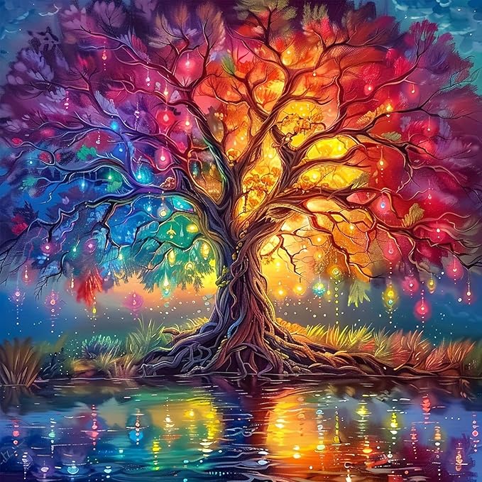 mrpwnle Tree of Life Diamond Art Kits for Adults-Diamond Painting Kits for Adults Beginners, 5D Full Drill Diamonds Painting, DIY Gem Art Crafts Kit Home Wall Decor Gifts 12x12inch