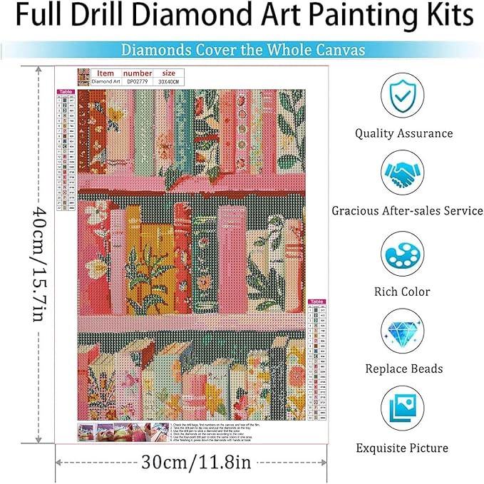 ARPADAMO Diamond Art Kits for Adults,5D Books Diamond Painting DIY Vintage Boho Diamond Art Diamond Painting Kits for Adult,Round Full Drill Diamonds, Diamond Art Kits for Home Decor-12x16inch
