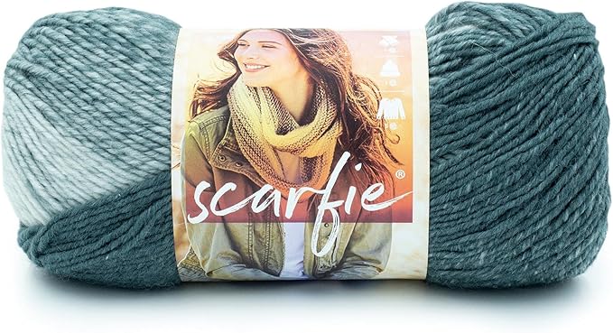 Lion Brand Yarn Scarfie Bulky Yarn, Pale Grey/Bluestone, 1 Skein