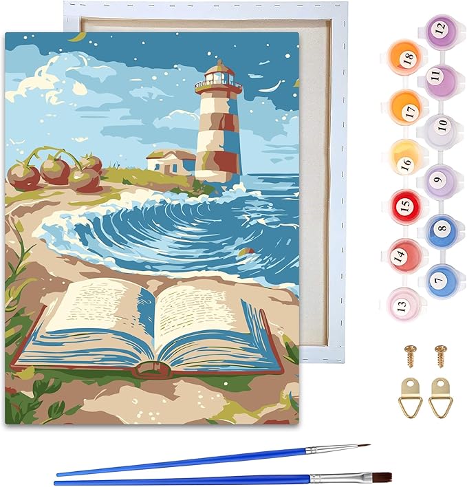 Reofrey Framed Paint by Numbers Kit for Adults & Beginner - 8x12 Inch Canvas Cat Animal Paint by Numbers - Educational & Creative Art Set for Beginners - Perfect for Home Wall Decoration C1997