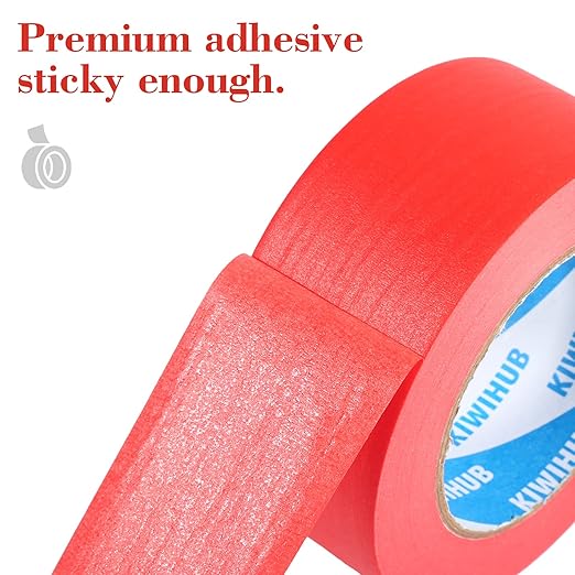 Red Painters Tape,2 inch x 60 Yards x 2 Rolls - Medium Adhesive Red Masking Tape for Painting,Labeling,DIY Crafting,Decoration and School Projects