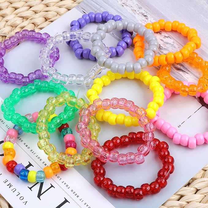 Plastic Pony Beads, 1000 Pcs, 6x9mm, for Bracelet, Hair Braiding, Friendship Bracelets, Jewelry Making (Purple Glitter)