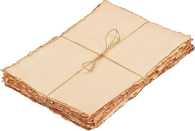 LEATHER VILLAGE Watercolor Paper- 7.5 X 11 inches - 20 Sheets Watercolor Paper for Drawing, Sketching, Wedding Cards & Crafts - 150 GSM Thick Deckle Edge Virgin Cotton Handmade Paper - Vintage
