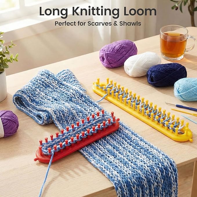 VGOODALL Round Knitting Looms Set, Set of 18PCS Supplies with Hook Needle, Pompom Maker and Yarn, for Knitting Beginners