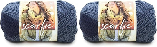 (1 Skein) Lion Brand Yarn Scarfie Bulky Yarn, Denim/Navy, 936 Foot (Pack of 2)