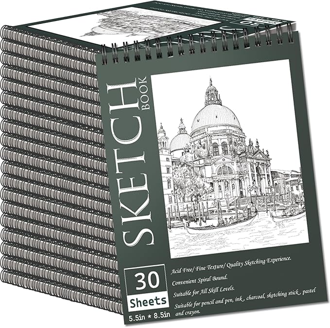 OSIMIG 20 Pack Sketch Books 5.5" x 8.5", Top Spiral Bound Sketch Pad, Mini Sketchbook Bulk for Kids, 600 Sheet Drawing Paper (68lb/100gsm), Drawing Pad for Beginger, Art Supplies