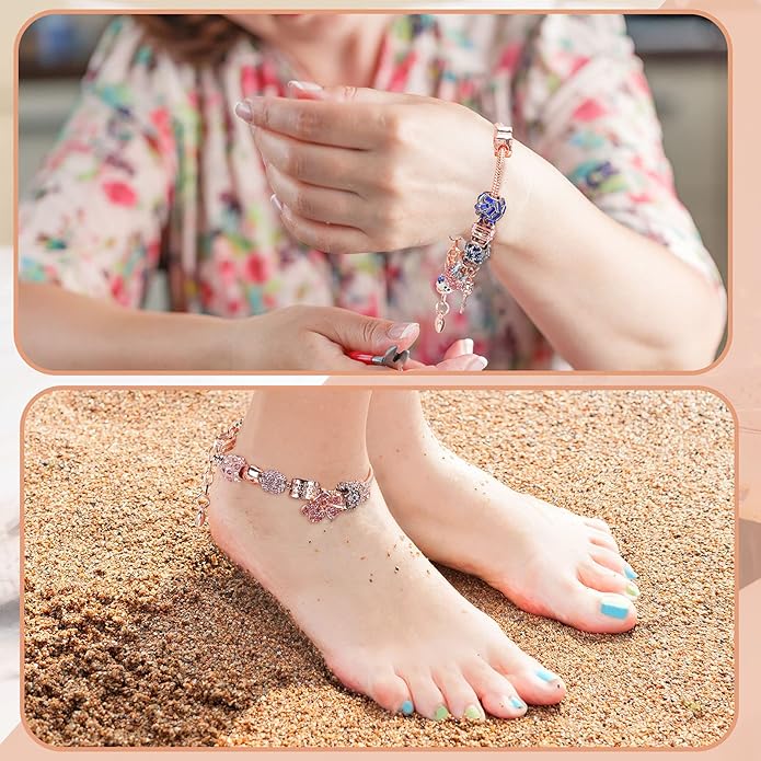 Junkin 12 Pcs Snake Chain Charm Bracelet with Heart Lobster Clasp Extender Adjustable Christmas DIY Metal Bracelet Chain for Women Jewelry Making Gifts Supplies 7.87 Inches