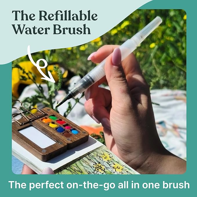 Original Tobios Watercolor Brush Pens Set – 4 Refillable Water Pens for Artists, Adults & Beginners, Leakproof Brush Tips for Blending, Calligraphy & Adult Coloring, Portable Paint Brush Set, Art Gift