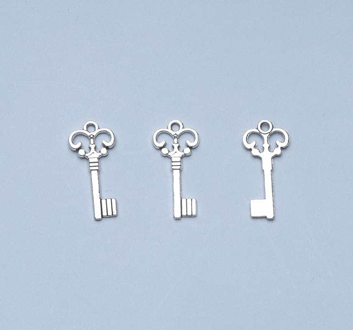 50 Pcs Keys Pendants Beading Supplies Vintage Metal Mini Key Charms for DIY Jewelry Making Kit Handmade Necklace Bracelet Key Ring Chain Earring Party Decoration