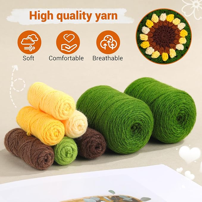Pnytty Crochet Kit-Bag for Beginners, DIY Crochet Flower Bag Starters Craft Kniting Kits for Adults Include Crochet Yarn Hook Tools Supplies and Easy Step-by-Step Video Tutorials