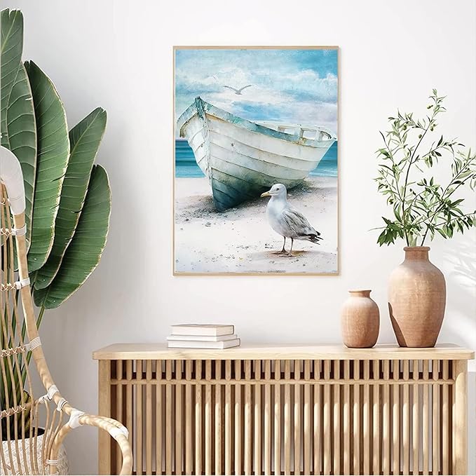 cupmod 6 Packs Beach Paint by Numbers Kit for Adults,Sea Side DIY Acrylic Oil Painting Numbers Kits on Canvas,Watercolor Adults Paint by Numbers Kits for Home Decor 9.8x13.8inch