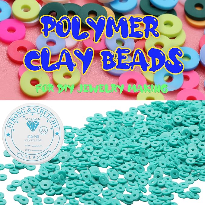 4000 Pcs Clay Beads for Bracelets Making, Polymer Spacer Flat DIY for Jewelry Necklace Earring Making Kit, Preppy Aesthetic Heishi Heshie Thin Disk Beads Assortments Set 4 6 8MM (GR-6-10, 6MM)