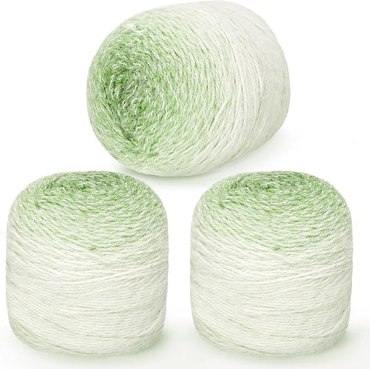 3 Pack Ombre Yarn for Crocheting, 80g/2.65oz Fluffy Soft Acrylic Gradient Yarn Cakes, #4mm Hook, Large Cloud Feel Yarn for Beginner Knitting, Star Blanket, Scarf, Shawl Garment DIY Crafts (Green)