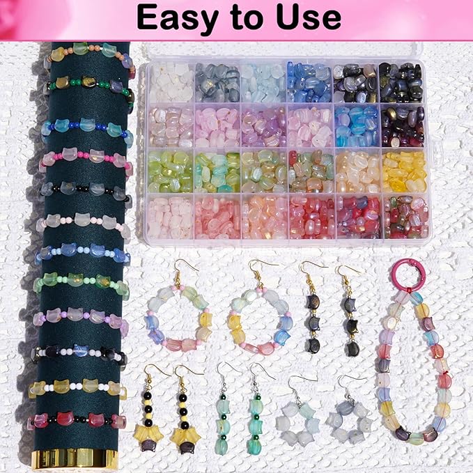 800+PCS Cat Head Beads for Bracelet Making, Acrylic Kawaii Animal Charms Jewelry Kit with Frosted Matte Finish DIY Cute Bead for Friendship Bracelets Necklaces Earrings Phone Lanyards Craft Projects