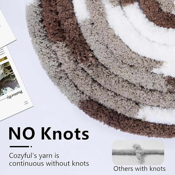 Chunky Yarn for Hand Knitting - #10 Chunky Chenille Blanket Yarn, Jumbo Big Thick Chunky Yarns for Crocheting, Tie Dye Bulky Knit Yarns, 8 Skein (25 yds 8 oz Each Skein), Multi Coffee & White