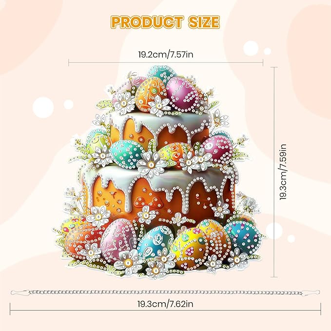 MOGTAA Easter Egg Diamond Art Hanging Kits for Adults Beginners, Flowers Diamond Art Suncatchers, 5D Special Shape Cake Diamond Painting Window Pendant Kit for Home Garden Wall Decor