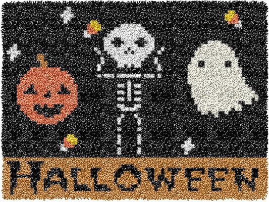 Ylkgogo Latch Hook Kits for Adults/Beginners Crocheting Rug Pre-Printed Canvas Halloween Pattern Embroidery Tapestry Needlework Home Decor 20.5" X 15"