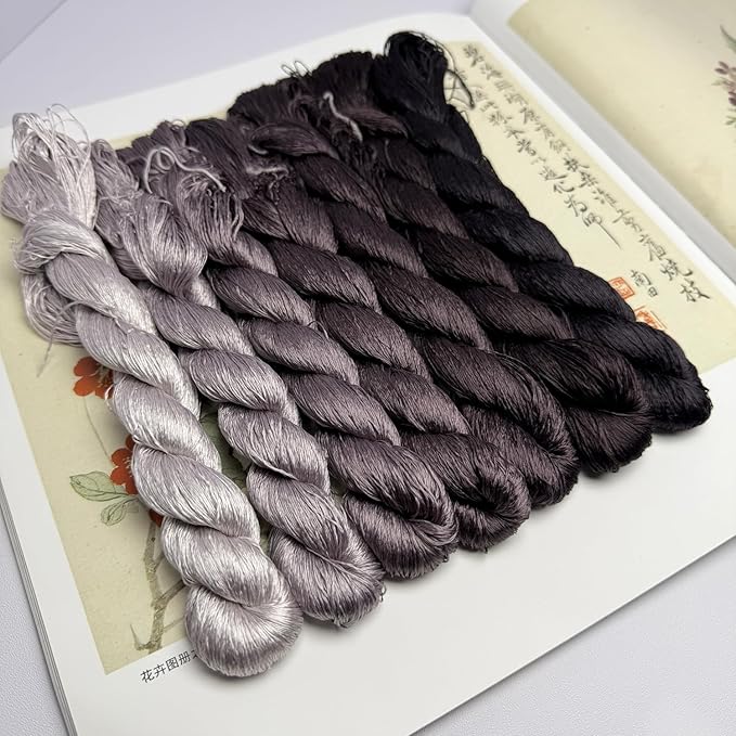 100% Nature Mulberry Handmade Embroidery Silk Thread Woven Jewelry Accessory Artificial Flowers Cross Stitch Floss DIY Sewing Kits 7 Gradient Colors 22m Each (14)