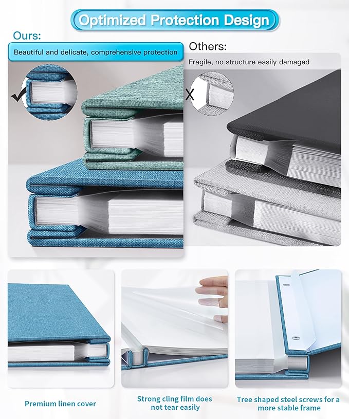 Popotop Photo Album Self Adhesive Scrapbook Album for 4x6 5x7 8x10 Pictures DIY Photo Book as Scrapbooking Supplies Kits, Birthday Gifts for Women Mom Wedding Baby Family Travel