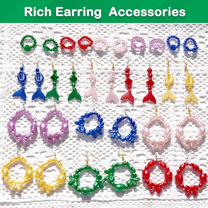 1170 Pcs ABS Imitation Pearl Beads for Jewelry Making, Assorted Heart Star Bowknot Circle Flower Aesthetic Cute Bead for Bracelet Necklaces Earrings Key Chains DIY Phone Charm Crafts (Green)