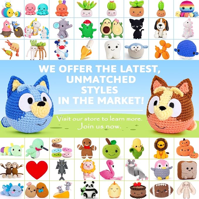 Acehochen Crochet Kit for Beginners, Beginner Crochet Kit for Adults with Step-by-Step Video Tutorials, Crochet Animal Kits Knitting Supplies (2 Pack)