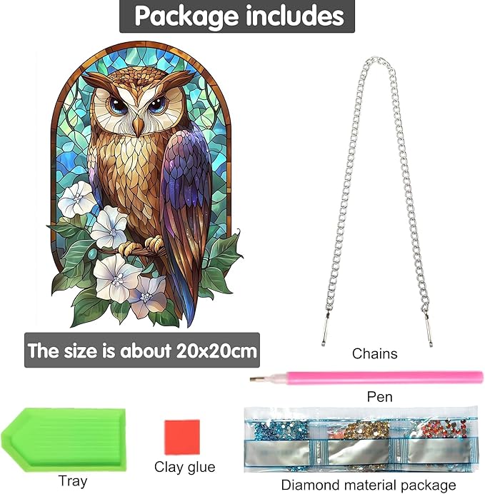 Bimkole Eagle Diamond Art Hanging Kit for Adult, DIY 5D Diamond Art Flower Window Pendant, Acrylic Crystal Art Hanging Ornament Home Wall Garden Front Door Sign Outdoor Decor 7.8x7.8 Inch