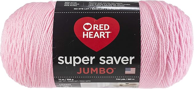 Coats Yarn E302B.0373 Red Heart Super Saver Jumbo Yarn, Petal Pink