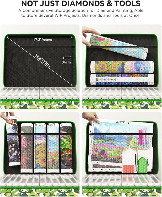 ARTDOT 420 Slots Storage Container for Diamond Painting Kits for Adults,Portable Diamond Painting Storage Box with Accessories and Tools
