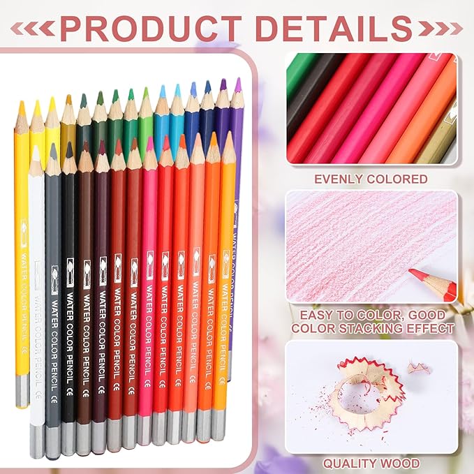 PATIKIL Watercolor Pencils, Pink Color Pencil Set Sketch Coloring Drawing Colored Pencils Bulk Artist Drawing Supplies for Adult Coloring Book Blending, 3 Pcs