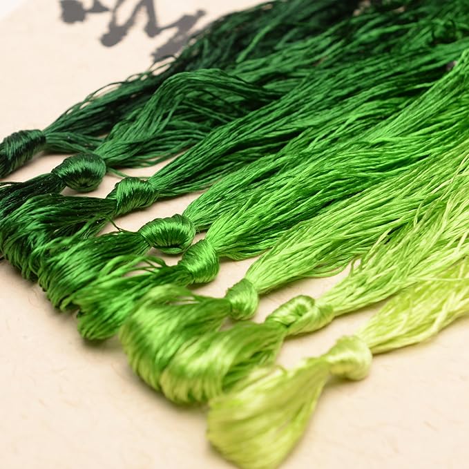 100% Nature Mulberry Handmade Embroidery Silk Thread Woven Jewelry Accessory Artificial Flowers Cross Stitch Floss DIY Sewing Kits 8 Gradient Colors 22m Each (1)