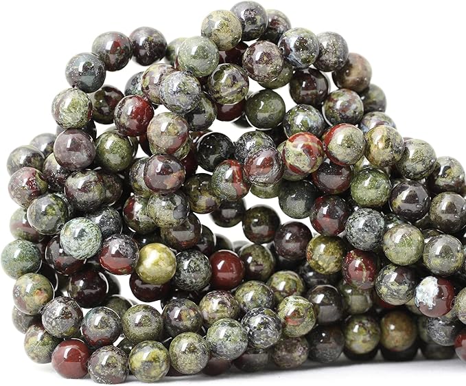 cheavian 45pcs 8mm natural dragon blood jasper gemstone round loose beads for jewelry making 1 strand 15"
