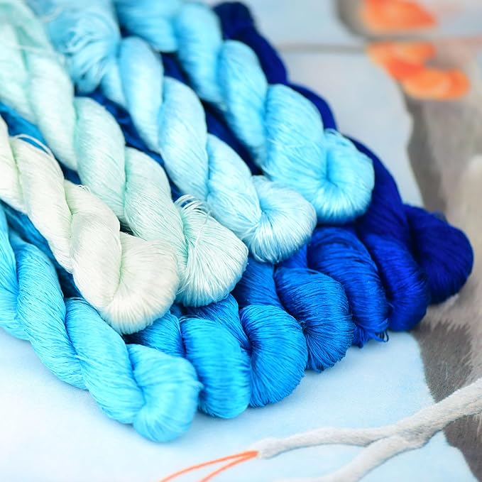Natural 100% Silk Thread, Handmade Embroidery Thread Silk Floss 11 Colors 110m Each (29)
