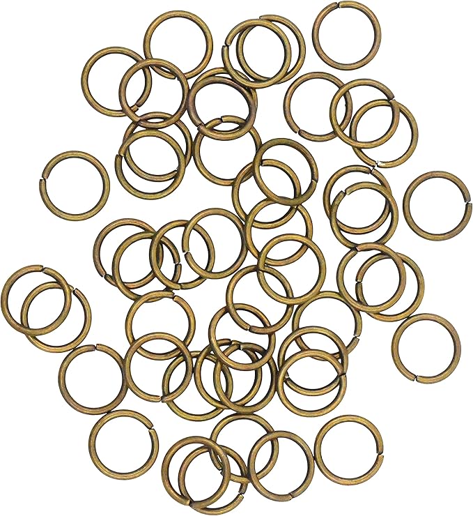 Mandala Crafts Assorted Antique Brass Jump Rings Jewelry Findings Metal O Rings for Jewelry Making Supplies - 1250 4mm to 10mm Small Open Jump Rings Kit for Necklace Earring