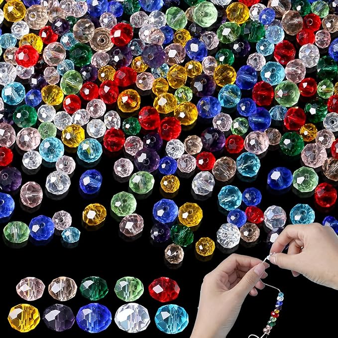 DUQGUHO 500 Pcs Glass Beads Crystal Beads for Jewelry Making Colorful Loose 6 8mm Beads Bulk Assorted Colorful Loose Beads Glass Beads for Bracelets Crafts