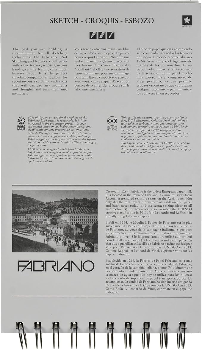 Fabriano 1264 Sketch Pad, 5.5 x 8.5, Light Cream