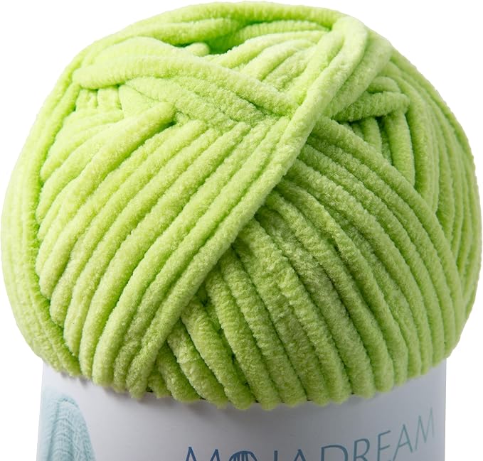 3PCS 3.5oz Chenille Yarn for Blankets Amigurumi: Soft Velvet Baby Yarn Blanket Knitting and Crocheting Bulky 5# Yarn 3 Skeins of 100g (Green Sheen)
