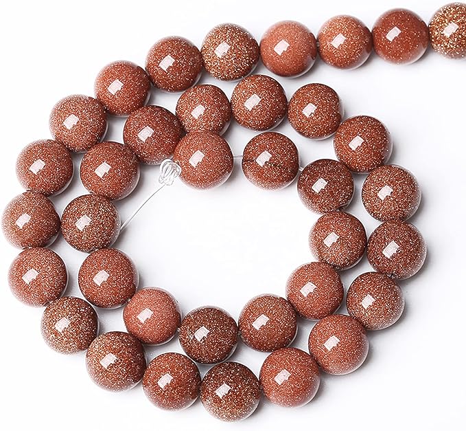 32pcs 12mm Natural Gold Sandstone Beads Gemstone Round Loose Beads for Jewelry Making DIY Bracelet Necklace 15“