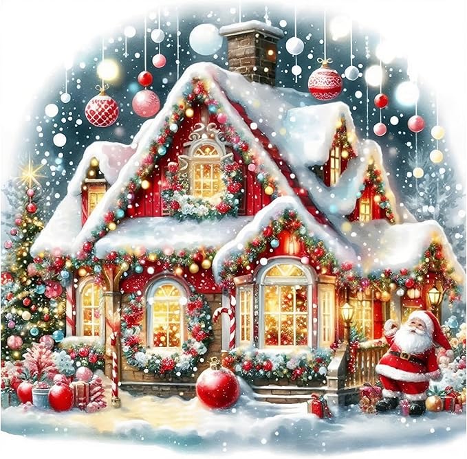 Christmas Stamped Cross Stitch Kits for Adults - Winter Embroidery Kits for Beginners Adults,11 CT Patterns Dimensions Counted Cross Stitch Kits for Adults Arts Craft 14x14 inch